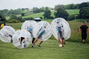 playing bubble soccer